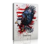 TOANGWALL Modern Eagle Canvas Print Framed America Stars Stripes Wall Art Decor Stretched Large Splatter Paint Artwork for Bedroom Office and Studio 30x45cm