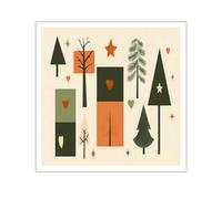 TOANGWALL Modern Forest Canvas Wall Art Abstract Tree Mural Minimalist Nature Prints Contemporary Posters Painting for Living Room Home Decor 95x95cm Frameless