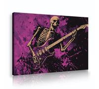 TOANGWALL Musical Skeleton Canvas Wall Art Prints Purple Guitar Music Style Graffiti for Lounge Dorm Framed Cool Pictures Modern Poster Mural Decor 80x120cm