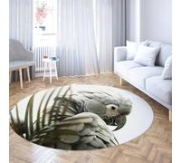 TOANGWALL Nature Wildlife Round Rugs 200cm African Grey Parrot Pattern Washable Non Slip Low-Pile Throw Circle Carpet for Living Room Dining Room Guest Room