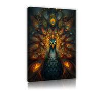TOANGWALL Noble Peacock Canvas Wall Art Asia Elegant Bird Prints Mural Colorful Feather Painting Animal Artwork Painting for Living Room Decor 40x60cm