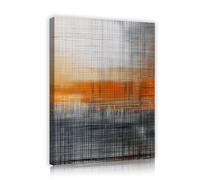 TOANGWALL Orange Sunset Canvas Wall Art Corridor Grid Lines Framed Poster Prints Modern Geometric Texture Abstract Painting Artwork for Club Decor 85x100cm