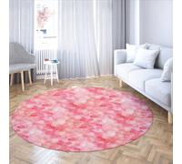 TOANGWALL Pink Gradient Round Rug 160cm Abstract Love Heart Pattern Washable Low Pile Non Slip Indoor Circle for Cabinet Bathroom Hallway Playroom