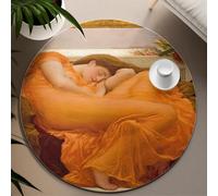TOANGWALL Portrait of a Woman Washable Round Rug 90cm Flaming June Non Slip Low Pile Indoor Floor Circle Carpet for Bedroom Living Room Dining Room