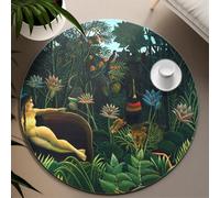 TOANGWALL Primeval Jungle Washable Round Rug 240cm the Dream Print Living Room Non-Slip Carpet Indoor Floor Mats Low Pile for Entryway Dining Room