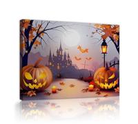 TOANGWALL Pumpkin Castle Halloween Canvas Wall Art Spooky Night Murals Prints Home Holiday Posters Painting for Living Room Bedroom Bathroom Decor 40x50cm