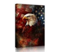 TOANGWALL Realistic American Eagle Flag Canvas Wall Art Framed Wildlife Photography Style Mural Picture Poster Prints Painting for Bedroom Decor 40x60cm