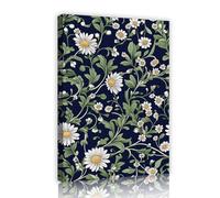 TOANGWALL Retro Navy Canvas Artwork White Chamomile Poster Country Cottagecore Blossom Garden Flora Shrub Leaf Mural Wall Art for Lounge Studio Decor 40x60cm