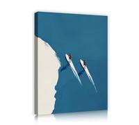 TOANGWALL Top View Surfing Framed Canvas Wall Art Surfboard Shadow Blue Ocean Sport Poster Minimalist Graphic Picture Print Mural for Entryway Decor 90x110cm