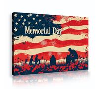 TOANGWALL Veteran Memorial Canvas Print Framed America Stars Stripes Wall Art Stretched Large Heroic Artwork for Office Entryway Studio Room Decor 60x90cm