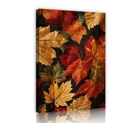 TOANGWALL Vintage Autumn Maple Framed Canvas Painting Red Foliage Poster Dark Fall Nature Forest Leaf Shrub Picture Wall Art for Apartment Lounge Decor 30x45cm