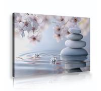 TOANGWALL Water Ripple Art White Flower Picture Framed Canvas Prints Relaxing Nature Painting Modern Posters for Living Room Bedroom Bathroom Decor 40x60cm