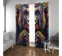 TOANGWALL Watercolor Blackout Curtains for Living Room Bedroom Kitchen Decor Abstract Graffiti Fun Monkey Pencil Pleat Window Drapes 2 Panels W46xL54in
