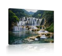 TOANGWALL Waterfall Landscape Canvas Wall Art Nature Scenery Mural Forest Stream Pictures Artwork Prints Posters Painting for Living Room Decor 60x90cm