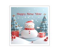 TOANGWALL Winter Holiday Theme Cute Snowman Christmas Canvas Wall Art Poster Print Mural Festive Artwork Pictures for Living Room Home Decor 50x50cm Frameless