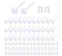 TOAOB 100 Pairs Clear Earrings Retainers Plastic Earring Posts and Rubber Safety Backs Clear Ear Pins Earring Stoppers for School Studs DIY Jewelry Making Earrings Replacements