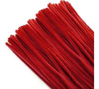 TOAOB 100 Pieces Chenille Line Red Pipe Cleaner, 30 cm Long and 6 mm Wide for DIY Crafts and Decoration