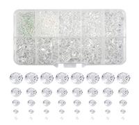 TOAOB 1000pcs Assorted Clear Crystal Glass Beads Faceted Spacer Beads 2mm 4mm 6mm 8mm 10mm for Jewelry Making DIY Craft Project