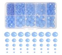 TOAOB 1000pcs Assorted Light Blue Crystal Glass Beads Faceted Spacer Bead 2mm 4mm 6mm 8mm 10mm for Jewelry Making DIY Craft Project