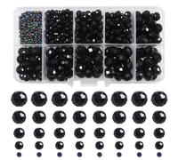 TOAOB 1000pcs Black Crystal Glass Beads 2mm 4mm 6mm 8mm10mm Faceted Spacer Beads for Jewelry Making DIY Craft Project Decorations Bracelet Making Kit