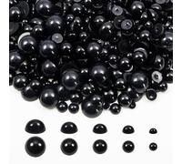 TOAOB 1000pcs Black Flat Back Pearls 4mm to 12mm Round Half Flat Beads | Mixed Sizes, Glossy, Nail Art, DIY Crafts, Making Jewelry, Decoration Wedding Dress Phone Case