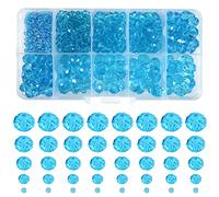 TOAOB 1000pcs Blue Crystal Glass Beads 2mm 4mm 6mm 8mm10mm Faceted Spacer Beads for Jewelry Making DIY Craft Project Decorations Bracelet Making Kit