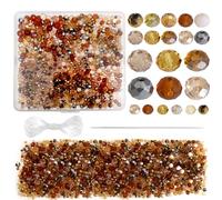 TOAOB 1000pcs Crystal Glass Beads Spacer Beads Round Faceted for Bracelets Necklace Earrings Jewellery Making Brown Series 4mm 6mm 8mm
