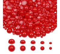 TOAOB 1000pcs Flat Back Pearls Round Half Flat Glossy Beads Mixed Sizes 4mm 6mm 8mm 10mm 12mm for Nail Art DIY Crafts Jewelry Decoration Wedding Dress Phone Case