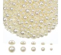 TOAOB 1000pcs Flat Back Pearls Round Half Flat Glossy Beads Mixed Sizes 4mm 6mm 8mm 10mm 12mm for Nail Art DIY Crafts Jewelry Decoration Wedding Dress Phone Case