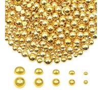 TOAOB 1000pcs Gold Flat Back Pearls Round Half Flat Glossy Beads Mixed Sizes 4mm 6mm 8mm 10mm 12mm for Nail Art DIY Crafts Jewelry Decoration Wedding Dress Phone Case