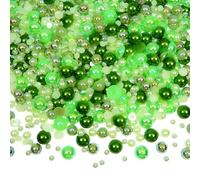 TOAOB 1000pcs Green Series Flat Back Pearls Round Half Flat Glossy Beads Mixed Sizes 4mm 6mm 8mm 10mm 12mm for Nail Art DIY Crafts Jewelry Decoration Wedding Dress Phone Case