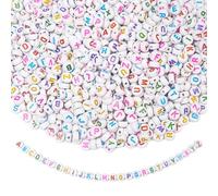 TOAOB 1000pcs Letter Beads Round White Acrylic Alphabet Beads with Multicolor Letter A to Z 7mm for Friendship Bracelets DIY Necklace Jewellery Making Key Chains