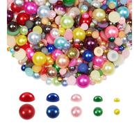 TOAOB 1000pcs Mixed Color Flat Back Pearls 4mm to 12mm Half Round Beads