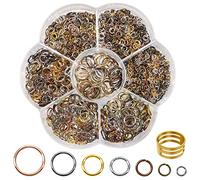 TOAOB 1000pcs Open Jump Rings Mixed Color 3mm to 10mm with Opener Tool