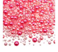 TOAOB 1000pcs Pink Series Flat Back Pearls Round Half Flat Glossy Beads Mixed Sizes 4mm 6mm 8mm 10mm 12mm for Nail Art DIY Crafts Jewelry Decoration Wedding Dress Phone Case