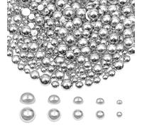 TOAOB 1000pcs Silver Flat Back Pearls Round Half Flat Glossy Beads Mixed Sizes 4mm 6mm 8mm 10mm 12mm for Nail Art DIY Crafts Jewelry Decoration Wedding Dress Phone Case