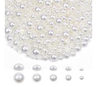 TOAOB 1000pcs White Flat Back Pearls Round Half Flat Glossy Beads Mixed Sizes 4mm 6mm 8mm 10mm 12mm for Nail Art DIY Crafts Jewelry Decoration Wedding Dress Phone Case