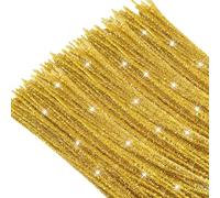TOAOB 100pcs Glitter Pipe Cleaners Glitter Gold 30cm Chenille Stems Craft Supplies Wire Bending Plush for Art and Craft Projects DIY Decorations