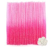 TOAOB 100pcs Glitter Pipe Cleaners Glitter Pink 30cm Chenille Stems Craft Supplies Wire Bending Plush for Art and Craft Projects DIY Decorations