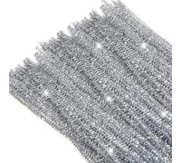TOAOB 100pcs Glitter Silver Pipe Cleaners 30cm 6mm Long Chenille Stem
