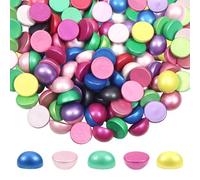 TOAOB 100pcs Half Wooden Beads Colorful Natural Wooden Half Craft Balls 12mm Mini Split Round Hemisphere Wood Ball for Painting DIY Jewellery Making Art Crafts Assortments