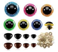 TOAOB 100pcs Large Glitter Safety Eyes and Safety Noses 16mm to 30mm Colored Crochet Eyes Amigurumi with Washers for Crochet Dolls Craft Making DIY Craft Plush Animals