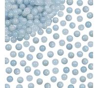 TOAOB 100pcs Natural Stone Beads 6mm Aquamarine Stone Beads Round Gemstone Loose Beads Spacer Crystal Beads for Jewellery Making Necklace Bracelet Earrings