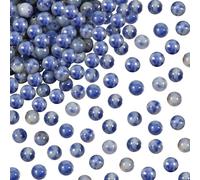 TOAOB 100pcs Natural Stone Beads 6mm Blue Dot Stone Beads Round Gemstone Loose Spacer Crystal for Jewellery Making Necklace Bracelet Earrings