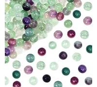 TOAOB 100pcs Natural Stone Beads 6mm Colorful Fluorite Stone Beads Round Gemstone Loose Spacer Crystal for Jewellery Making Necklace Bracelet Earrings