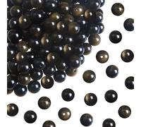 TOAOB 100pcs Natural Stone Beads 8mm Golden Obsidian Stone Beads Round Gemstone Loose Spacer Crystal for Jewellery Making Necklace Bracelet Earrings