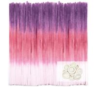 TOAOB 100pcs Pipe Cleaners Gradient Light Pink Purple Chenille Stems with Disposable Latex Finger Craft Supplies Wire Bending Plush for Art Projects DIY Decorations