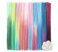TOAOB 100pcs Pipe Cleaners Mixed Gradient Colors Chenille Stems Craft Supplies with Disposable Latex Finger Covers Wire Bending Plush for Art and Craft Projects DIY Decorations