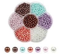 TOAOB 1050pcs Glass Pearl Beads 4mm Multicoloured Round Coloured Faux Tiny Pearl Beads for Jewelry Making Crafts Decoration