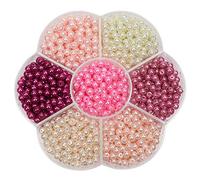 TOAOB 1050pcs Glass Pearl Beads Pink 4mm Round Imitation Pearls | Loose Sew on Beads, Fake Pearls with Hole, Jewelry Making, Bracelets Necklaces Hairs Crafts Decoration, Vase Filler